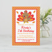 Fun Turkey Thanksgiving Birthday Kaart (Staand voorkant)