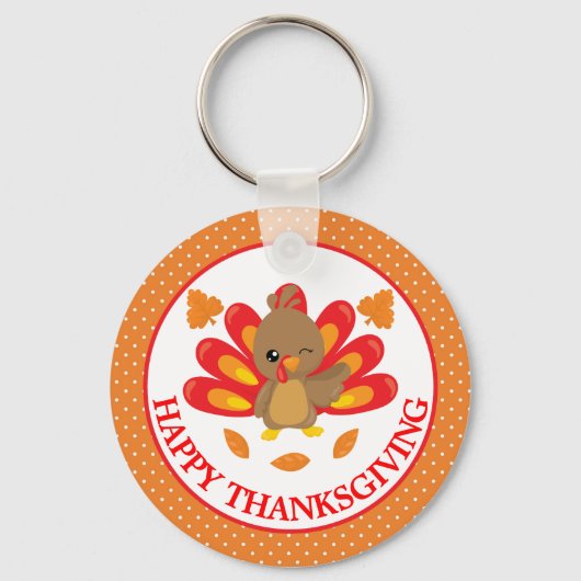 Fun Turkey Thanksgiving Sleutelhanger (Voorkant)