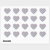 Fun Turquoise Blue Red en White Diagonal Stripes Hart Sticker (Vel)