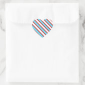 Fun Turquoise Blue Red en White Diagonal Stripes Hart Sticker (Tas)