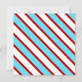 Fun Turquoise Blue Red en White Diagonal Stripes Kaart (Achterkant)