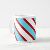Fun Turquoise Blue Red en White Diagonal Stripes Koffiemok (Voorkant links)
