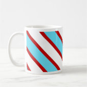 Fun Turquoise Blue Red en White Diagonal Stripes Koffiemok (Links)