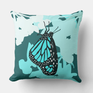 Fun Turquoise Butterfly on Blossom Kussen