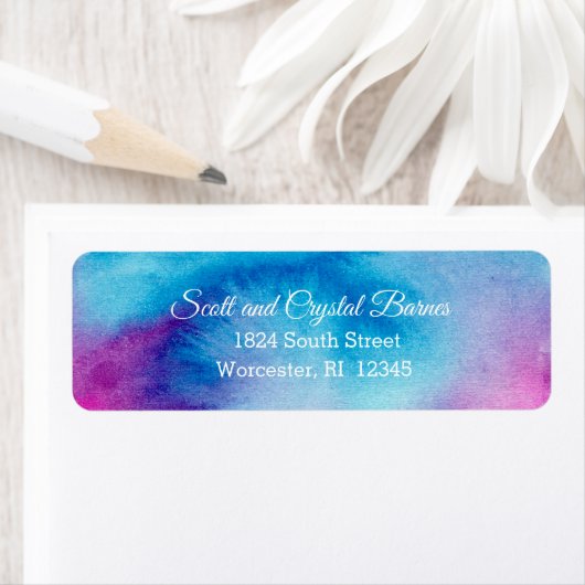 Fun Turquoise en Hot Pink Waterverf Splashes Etiket (Insitu)