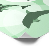 Fun Turquoise-Green Wave Jumping Dolphins Poster (Hoek)