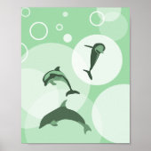 Fun Turquoise-Green Wave Jumping Dolphins Poster (Voorkant)