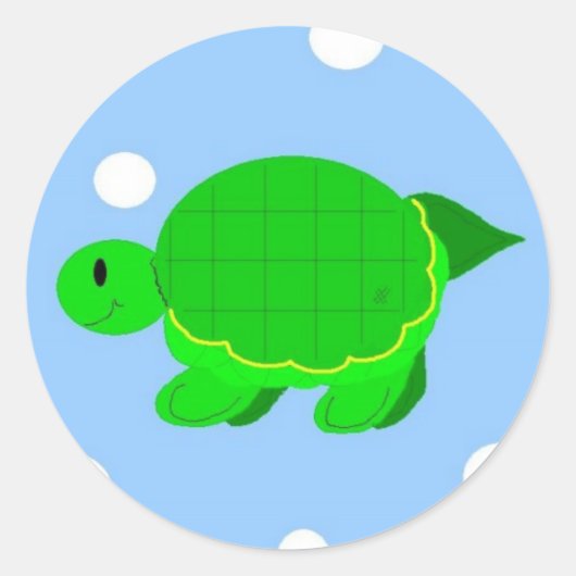 Fun Turtle Ronde Sticker (Voorkant)