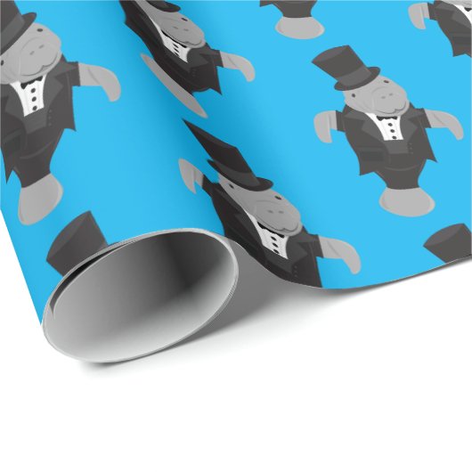 Fun Tuxedo Manatee Animal Cadeaupapier (Rol Hoek)
