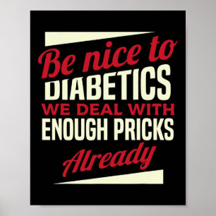 Fun Type 1 Diabetes T1d Diabetisch Bewustzijn Vrou Poster