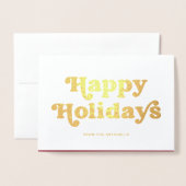 Fun Typografie | Foto rood binnen Prettige feestda Folie Kaarten (Voorkant met envelop)