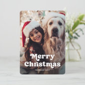 Fun Typografie | Groene en witte Stippen met foto Feestdagenkaart (Staand voorkant)