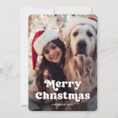 Fun Typografie | Groene en witte Stippen met foto Feestdagenkaart (Voorkant)