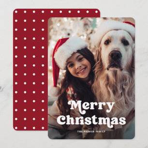 Fun Typografie Rode en witte Stippen met foto Feestdagenkaart