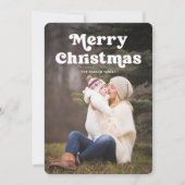 Fun Typografie | Rode en witte Stippen met foto Feestdagenkaart (Voorkant)