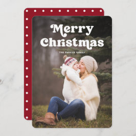 Fun Typografie | Rode en witte Stippen met foto Feestdagenkaart