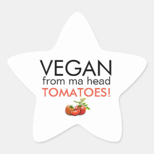 Fun typografie Vegan van Ma Head Tomaten Ster Sticker