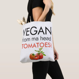 Fun Typografie Vegan van Ma Head Tomaten Tote Bag