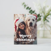 Fun Typografie | Vrolijk kerstfeest met foto Feestdagenkaart (Staand voorkant)