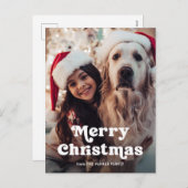 Fun Typografie | Vrolijk kerstfeest met foto Feestdagenkaart (Voorkant / Achterkant)