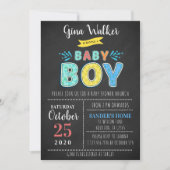 Fun Typography Baby Boy Shower Kaart (Voorkant)