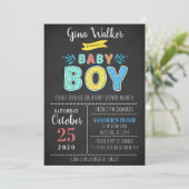Fun Typography Baby Boy Shower Kaart (Staand voorkant)