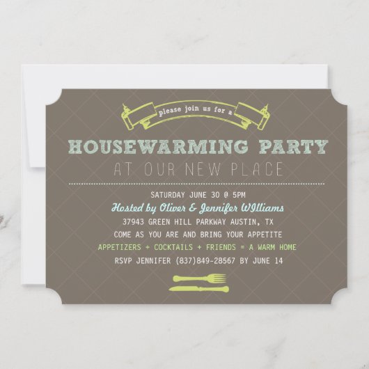 Fun Typography Housewarming Party Invite Kaart (Voorkant)