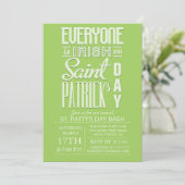 Fun Typography St. Patrick's Day Bash Dinner Party Kaart (Staand voorkant)