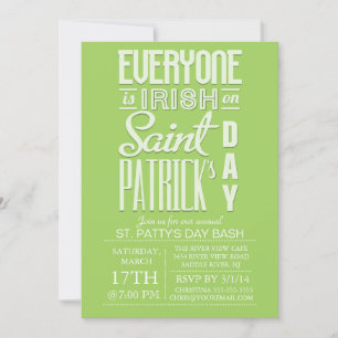 Fun Typography St. Patrick's Day Bash Dinner Party Kaart