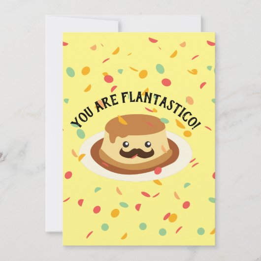 Fun U bent Flantastico Cute Flan met een Mustache Bedankkaart (Voorkant)