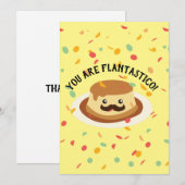 Fun U bent Flantastico Cute Flan met een Mustache Bedankkaart (Voorkant / Achterkant)