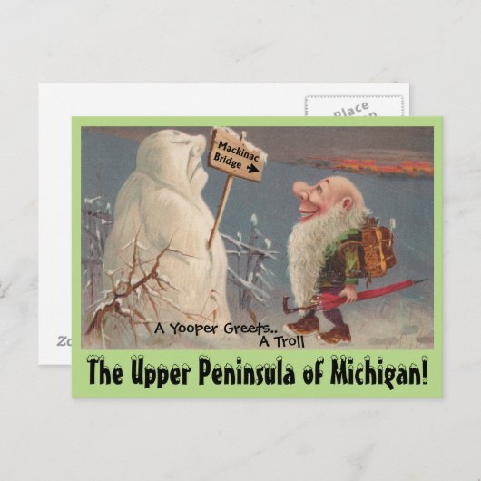 Fun U.P. Yooper Upper Peninsula Michigan BRIEFKAAR Briefkaart (Voorkant / Achterkant)