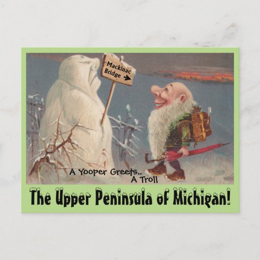 Fun U.P. Yooper Upper Peninsula Michigan BRIEFKAAR Briefkaart (Voorkant)