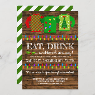 Fun Ugly kerst Sweater Party Invitation Kaart