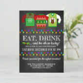 Fun Ugly kerst Sweater Party Invitation Kaart (Staand voorkant)