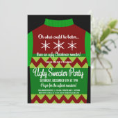 Fun Ugly KerstSweater Party Kaart (Staand voorkant)