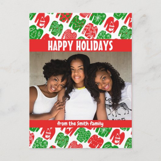 Fun Ugly Xmas Sweaters Cute CUSTOM Holiday Briefkaart (Voorkant)