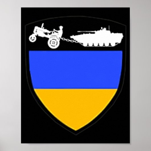 Fun Ukraine Farmer Tractor Towing Tank Meme Poster (Voorkant)