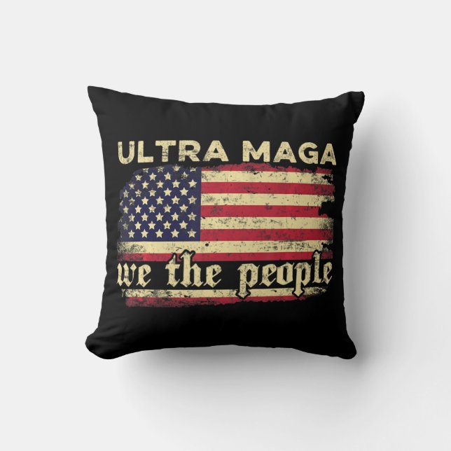 Fun Ultra Maga  Amerikaanse vlag Ultra Maga Re Kussen (Voorkant)