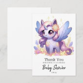Fun Unicorn Baby shower Bedankkaart (Voorkant / Achterkant)