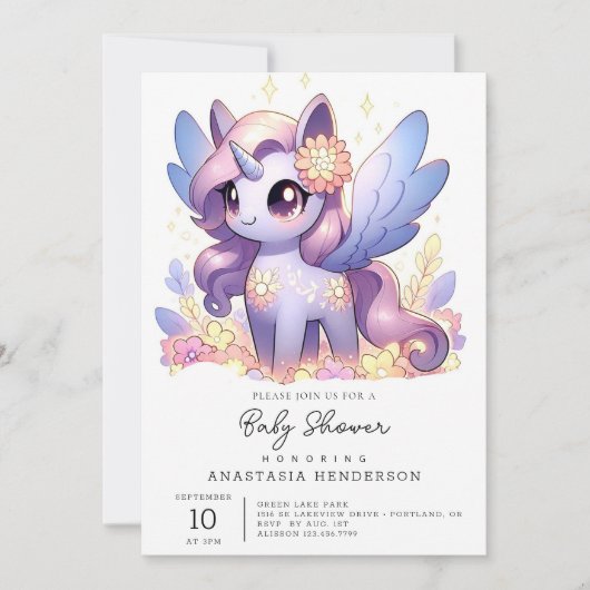 Fun Unicorn Baby shower Kaart (Voorkant)