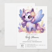 Fun Unicorn Baby shower Kaart (Voorkant / Achterkant)