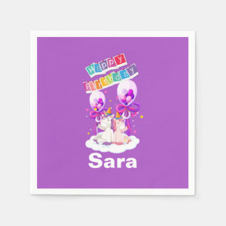 Fun Unicorn Balloon Birthday Napkins Servet