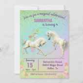 Fun Unicorn Foals Rainbow Fantasy Gold Confetti Kaart (Voorkant)