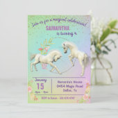 Fun Unicorn Foals Rainbow Fantasy Gold Confetti Kaart (Staand voorkant)