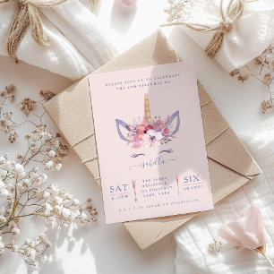 Fun Unicorn gezicht waterverf verjaardagsfeestje u Kaart