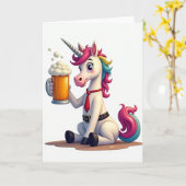 Fun Unicorn Party Time Card Kaart (Gele Bloem)