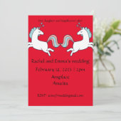 Fun Unicorn trouwuitnodiging.  Kaart (Staand voorkant)