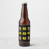 Fun Unique 40th Birthday Photo Cool Retro Bier Etiket (Voorkant)