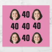 Fun Unique 40th Birthday Photo Cool Retro Bier Etiket (Enkel label)
